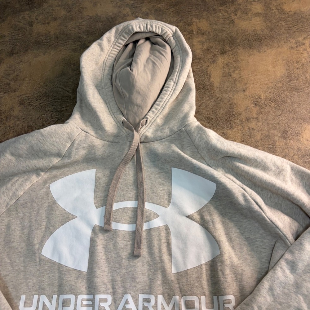 Under Armour Hoodie Mens XXL Oatmeal ColdGear Rival Fleece Logo 1357093